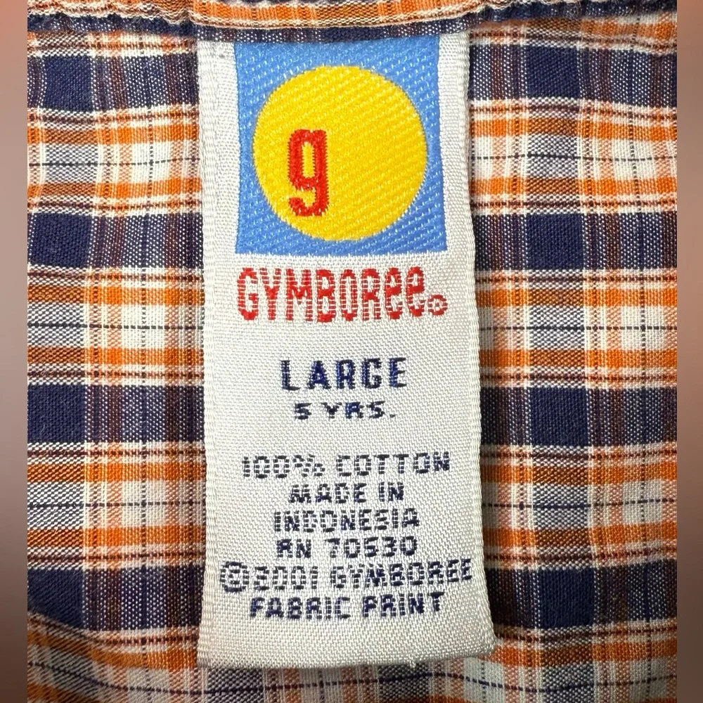 VINTAGE GYMBOREE Boys Y2K Trailblazer Plaid Button Down‎ Shirt Large 5 Rustic